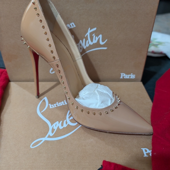 Christian Louboutin Nude Heels with Gold Studs